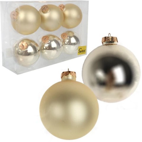 Zestaw 6 szklanych bombek dekorowanych 10 cm SZAMPAN