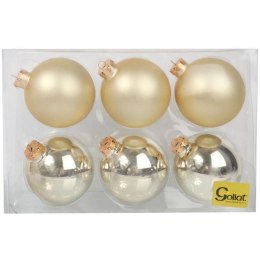 Zestaw 6 szklanych bombek dekorowanych 10 cm SZAMPAN