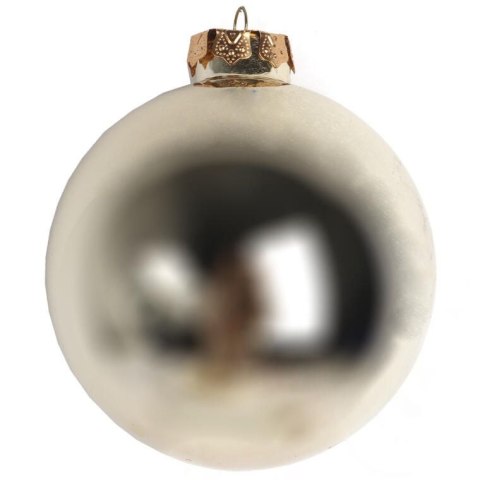 Zestaw 6 szklanych bombek dekorowanych 10 cm SZAMPAN