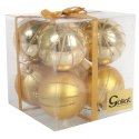 Zestaw 8 Złotych Bombek Plastikowych 7 cm z Brokatowym Dekorem