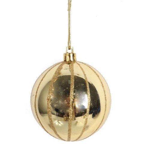 Zestaw 8 Złotych Bombek Plastikowych 7 cm z Brokatowym Dekorem