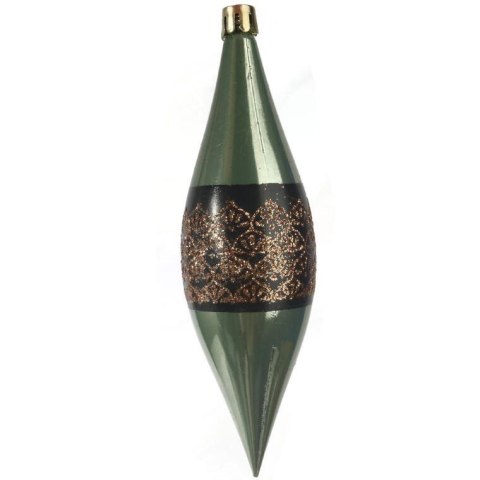 Zestaw 9 Plastikowych Bombek w Kształcie Sopli z Brokatowym Dekorem, 15 cm