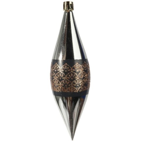 Zestaw 9 Plastikowych Bombek w Kształcie Sopli z Brokatowym Dekorem, 15 cm