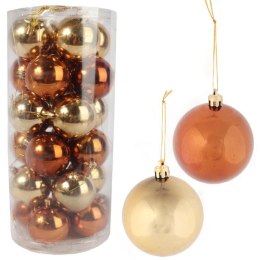 Zestaw Eleganckich Bombek Plastikowych w Kolorze Złotym i Brązowym - 24 sztuki, 8 cm