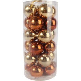 Zestaw Eleganckich Bombek Plastikowych w Kolorze Złotym i Brązowym - 24 sztuki, 8 cm