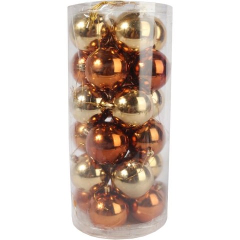 Zestaw Eleganckich Bombek Plastikowych w Kolorze Złotym i Brązowym - 24 sztuki, 8 cm