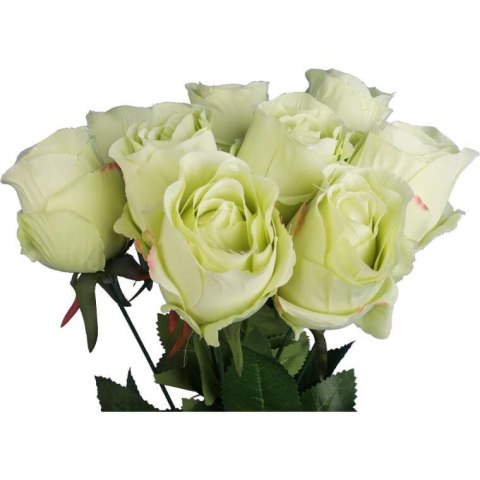 Zielony bukiet 9 sztucznych róż wysokości 45 cm o wysokiej jakości