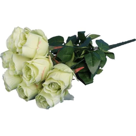 Zielony bukiet 9 sztucznych róż wysokości 45 cm o wysokiej jakości