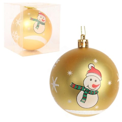 Złota Bombka Świąteczna z Motywem Bałwana, Plastikowa, 8 cm