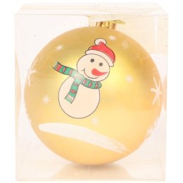 Złota Bombka Świąteczna z Motywem Bałwana, Plastikowa, 8 cm