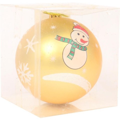 Złota Bombka Świąteczna z Motywem Bałwana, Plastikowa, 8 cm