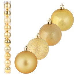 Złote Bombki Bożonarodzeniowe Plastikowe 6 cm - Zestaw 10 sztuk