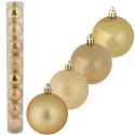 Złote, Plastikowe Bombki na Choinkę, 8 Szczegółowo Wykonanych Sztuk, 6 CM.