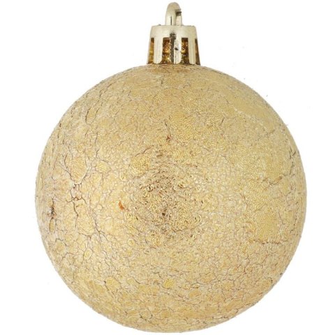 Złote, Plastikowe Bombki na Choinkę, 8 Szczegółowo Wykonanych Sztuk, 6 CM.