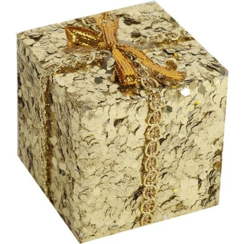 Złote Zawieszki w Kształcie Prezentów - Komplet 5 sztuk do Dekoracji Świątecznych