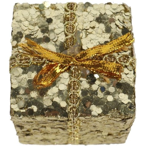 Złote Zawieszki w Kształcie Prezentów - Komplet 5 sztuk do Dekoracji Świątecznych