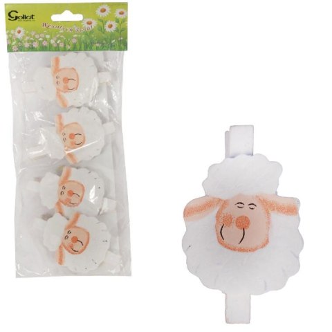 BARANKI KLAMERKI DREWNIANE 4SZT 7.5 CM WIELKANOC WIOSNA