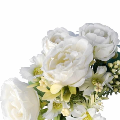 BUKIET 7 KWIATOW Z ROŻAMI I DODATKAMI KOLOR BIAŁY