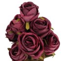 BUKIET 9 RÓŻ Z DODATKAMI 40 CM KOLOR CIEMNY RÓŻ