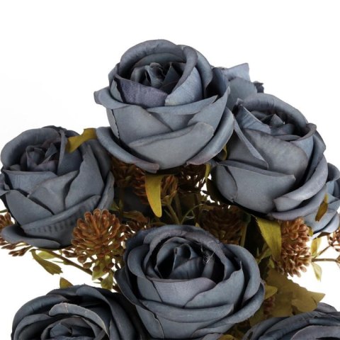 BUKIET 9 RÓŻ Z DODATKAMI 40 CM KOLOR NIEBIESKI