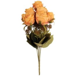 BUKIET 9 RÓŻ Z DODATKAMI 40 CM KOLOR POMARAŃCZOWY