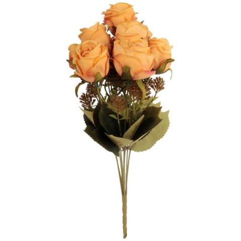BUKIET 9 RÓŻ Z DODATKAMI 40 CM KOLOR POMARAŃCZOWY