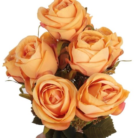 BUKIET 9 RÓŻ Z DODATKAMI 40 CM KOLOR POMARAŃCZOWY