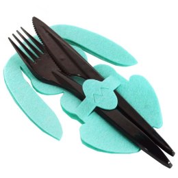 Etui na sztućce z filcu 2 szt- Zajączek Wielkanocny turkusowy