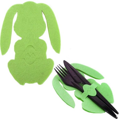Etui na sztućce z filcu 2 szt- Zajączek Wielkanocny zielony