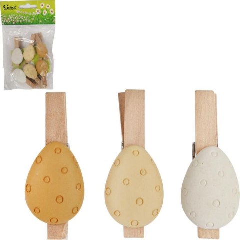 JAJKA KLAMERKI DREWNIANE 6SZT 5CM WIELKANOC WIOSNA