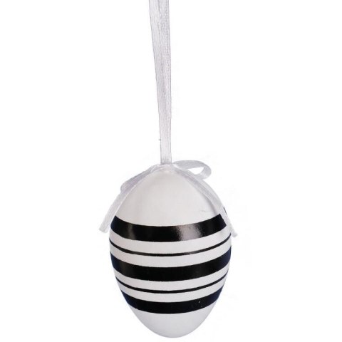 Jajka plastikowe zawieszki zestaw 6 sztuk 6 cm biało czarne