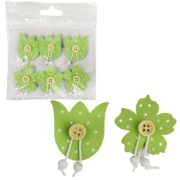 KWIATKI KLAMERKI DREWNIANE 6SZT 4CM WIELKANOC WIOSNA