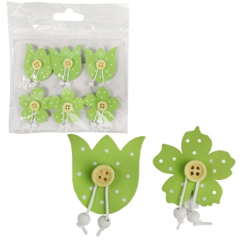 KWIATKI KLAMERKI DREWNIANE 6SZT 4CM WIELKANOC WIOSNA