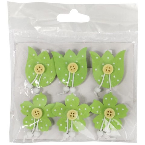 KWIATKI KLAMERKI DREWNIANE 6SZT 4CM WIELKANOC WIOSNA