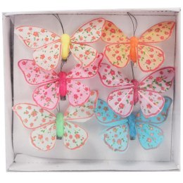 Komplet 6 motyli na klamerce 7 cm