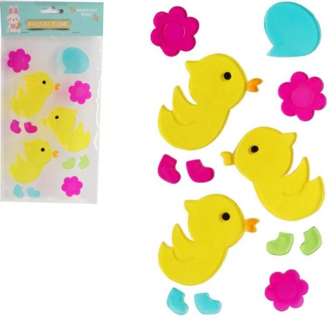 NAKLEJKI ŻELOWE SAMOPRZYLEPNE NA OKNO Z KURCZAKAMI 7SZT