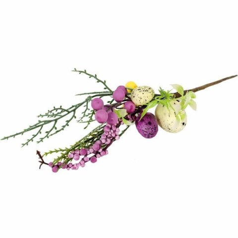 PIK Z JAJKIEM GAŁĄZKA WIELKANOCNA 26 CM FIOLETOWO KREMOWA