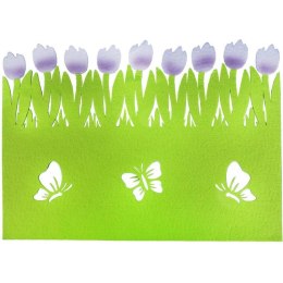 Serweta filcowa wiosenna zielono fioletowa 41x30 cm