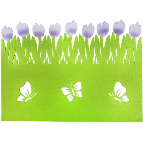 Serweta filcowa wiosenna zielono fioletowa 41x30 cm