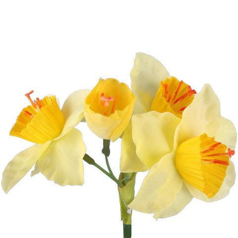 Sztuczna Gałązka z Narcyzami, Żółta, 42 cm