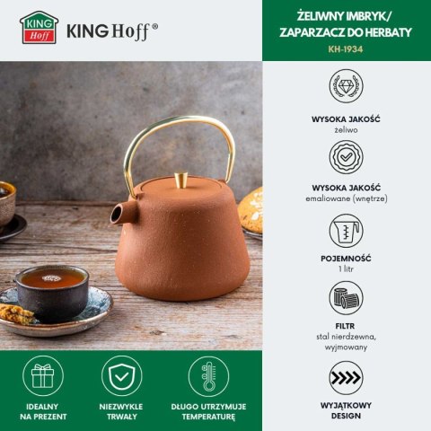 ZAPARZACZ ŻELIWNY IMBRYK 1L Z FILTREM KINGHOFF KH-1934 ZAPARZACZ ŻELIWNY IMBRYK 1L Z FILTREM KINGHOFF KH-1934