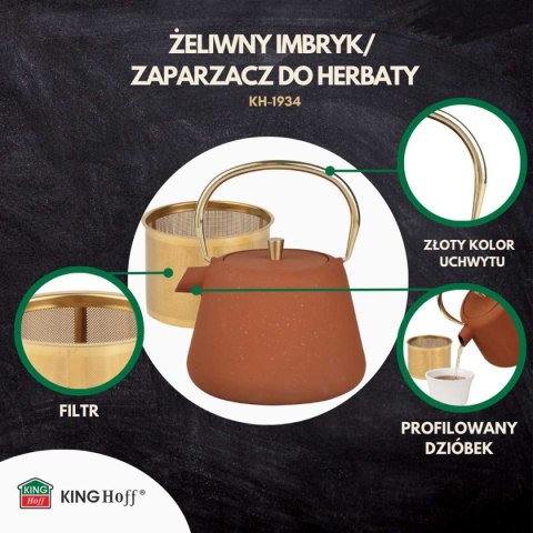 ZAPARZACZ ŻELIWNY IMBRYK 1L Z FILTREM KINGHOFF KH-1934 ZAPARZACZ ŻELIWNY IMBRYK 1L Z FILTREM KINGHOFF KH-1934