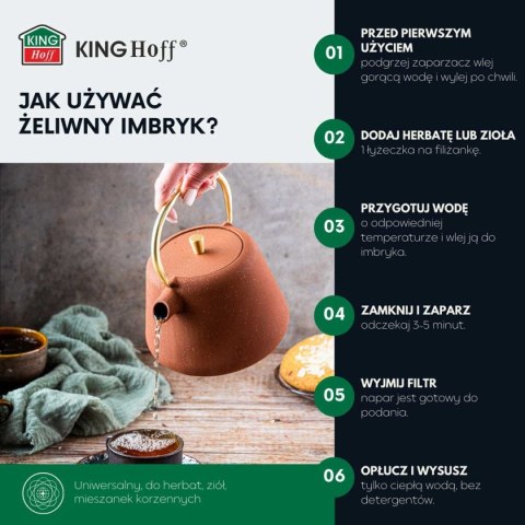 ZAPARZACZ ŻELIWNY IMBRYK 1L Z FILTREM KINGHOFF KH-1934 ZAPARZACZ ŻELIWNY IMBRYK 1L Z FILTREM KINGHOFF KH-1934