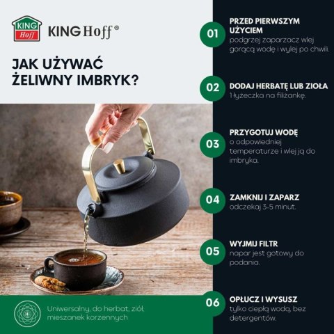 ZAPARZACZ ŻELIWNY IMBRYK 1L Z FILTREM KINGHOFF KH-1935 ZAPARZACZ ŻELIWNY IMBRYK 1L Z FILTREM KINGHOFF KH-1935
