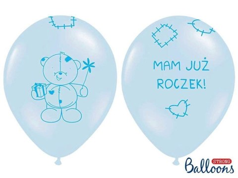 Balony Miś - Mam już Roczek! Pastelowy Błękit, 30cm, 6 szt. Balony Miś - Mam już Roczek! Pastelowy Błękit, 30cm, 6 szt.