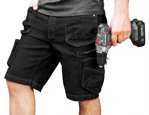 KRÓTKIE SPODENKI ROBOCZE DENIM, CZARNE XL KRÓTKIE SPODENKI ROBOCZE DENIM, CZARNE XL