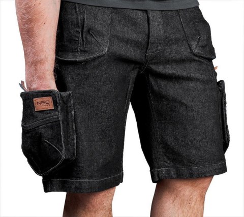 KRÓTKIE SPODENKI ROBOCZE DENIM, CZARNE M KRÓTKIE SPODENKI ROBOCZE DENIM, CZARNE M