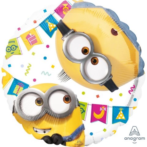 Balon foliowy Minionki okrągły Standard 43 cm
