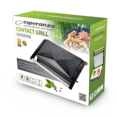 ESPERANZA ESPERANZA GRILL KONTAKTOWY PEPERONE 850W CZARNY EKG013 ESPERANZA ESPERANZA GRILL KONTAKTOWY PEPERONE 850W CZARNY EKG013