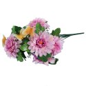 BUKIET FIOLETOWYCH MARGARETEK Z DEKORACYJNYMI MOTYLKAMI - KWIECISTA DEKORACJA 40 CM